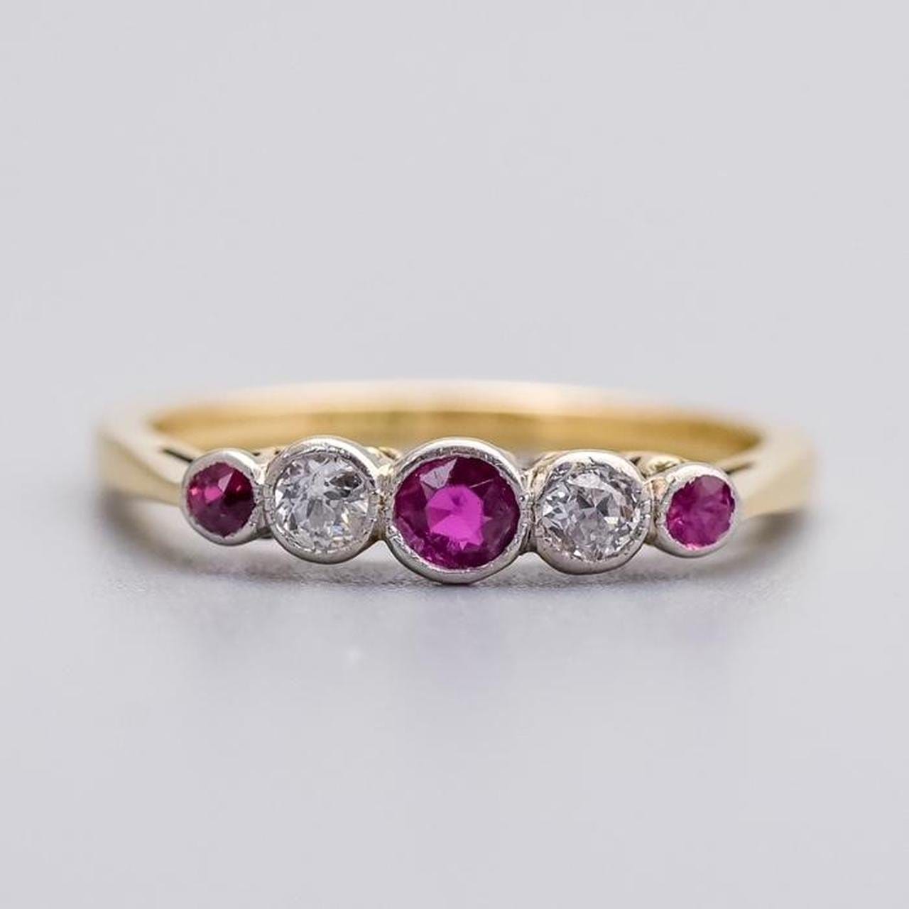 18K Gold Antique Ruby and Diamond Ring