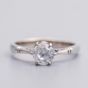 Platinum White Sapphire Solitaire Ring