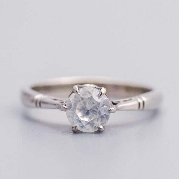Platinum White Sapphire Solitaire Ring