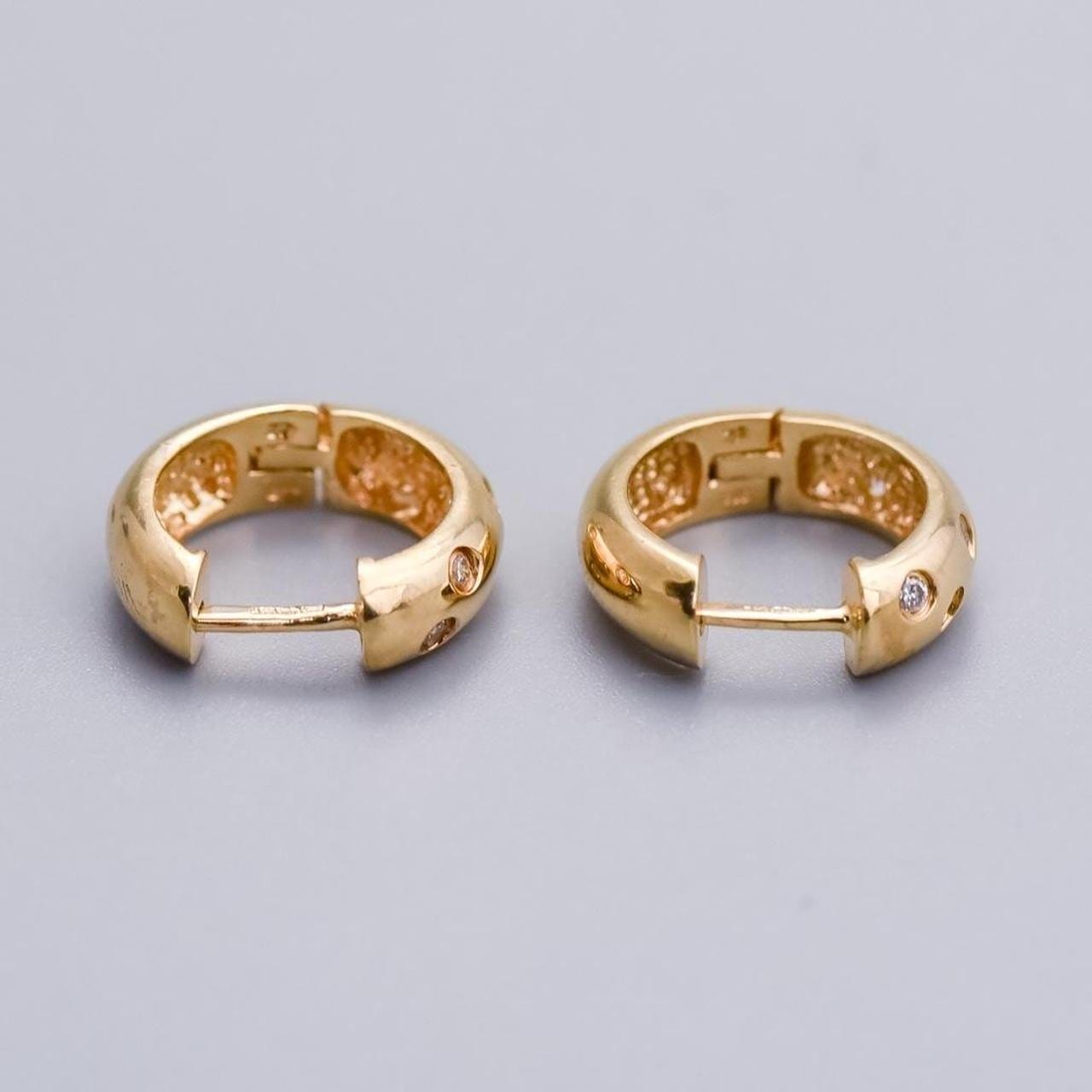 9K Gold CZ Hoop Earrings