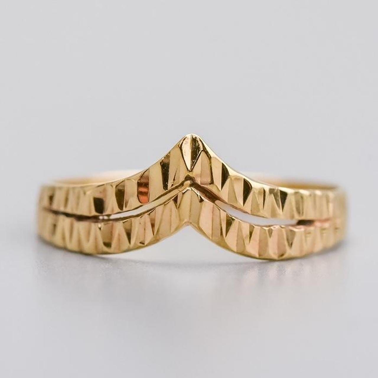 9K Gold Textured Wishbone Ring