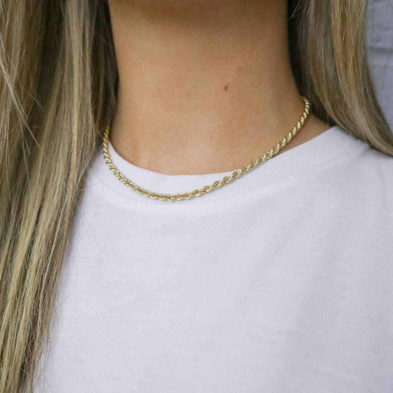 9K Gold Rope Chain Necklace