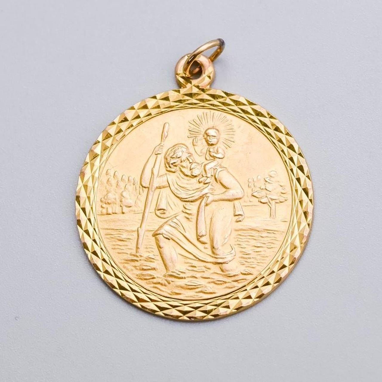 9K Gold St. Christopher Pendant