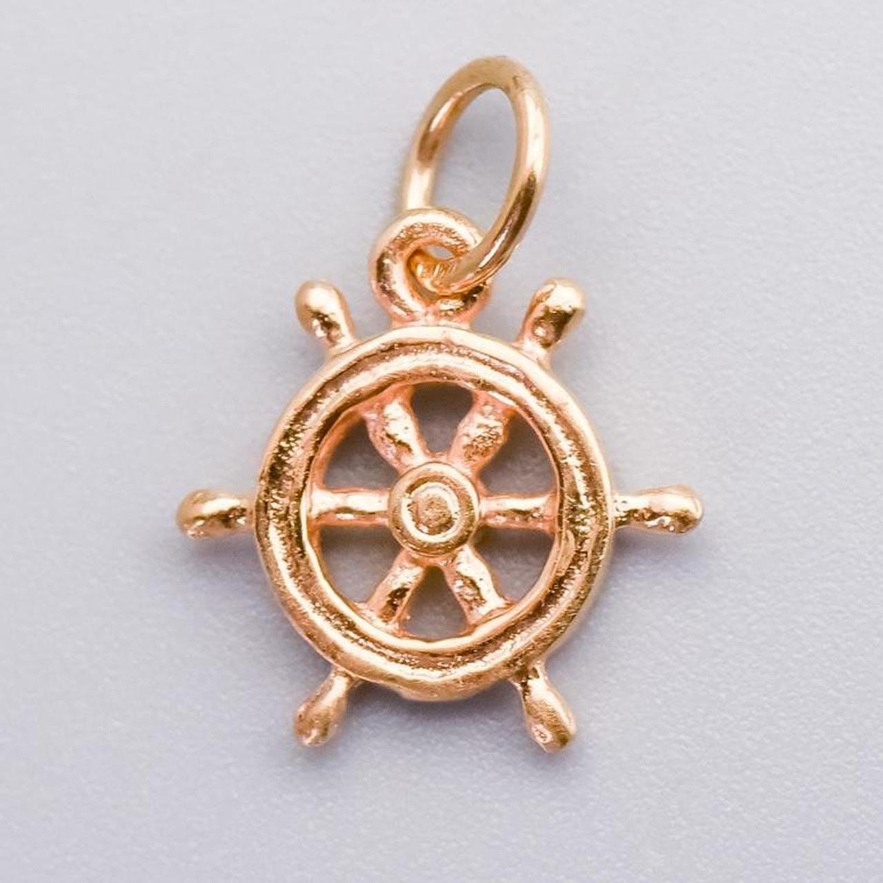 9K Gold Ship’s Wheel Charm