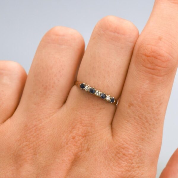 9K Gold Sapphire & Diamond Ring