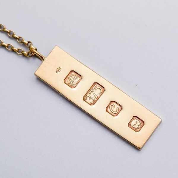 9K Gold Queen Elizabeth Silver Jubilee Ingot Necklace