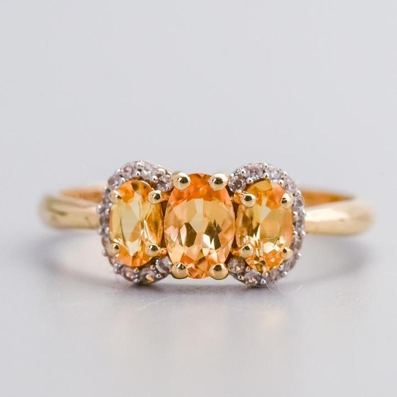 10K Gold Citrine & White Zircon Ring