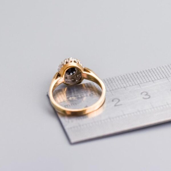 9K Gold Sapphire and Diamond Ring