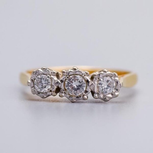 18K Gold Diamond Trilogy Ring