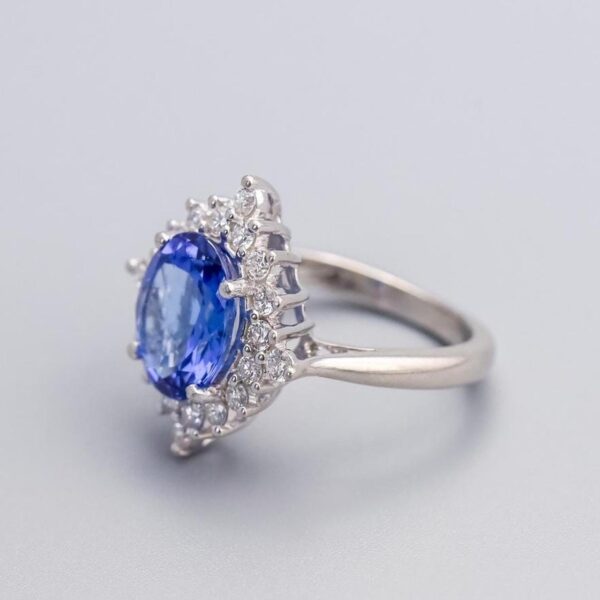 Platinum Tanzanite and Diamond Ring