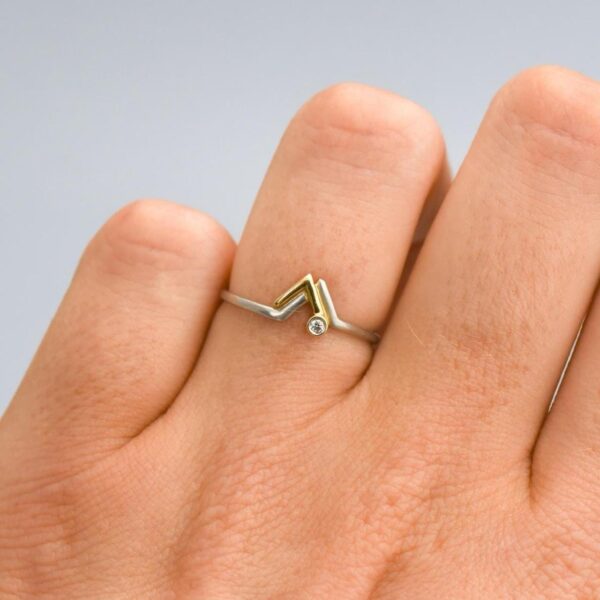 Platinum & Gold Zig Zag Ring