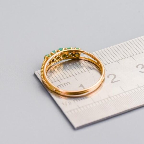 18K Gold Antique Five Stone Turquoise Ring