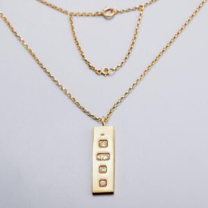 9K Gold Queen Elizabeth Silver Jubilee Ingot Necklace