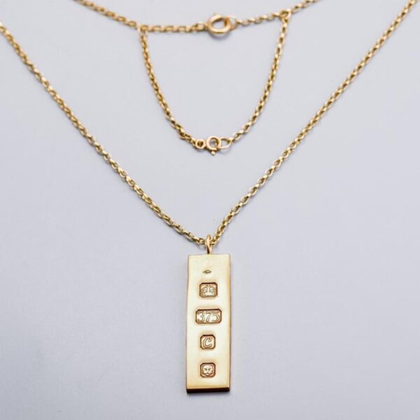 9K Gold Queen Elizabeth Silver Jubilee Ingot Necklace