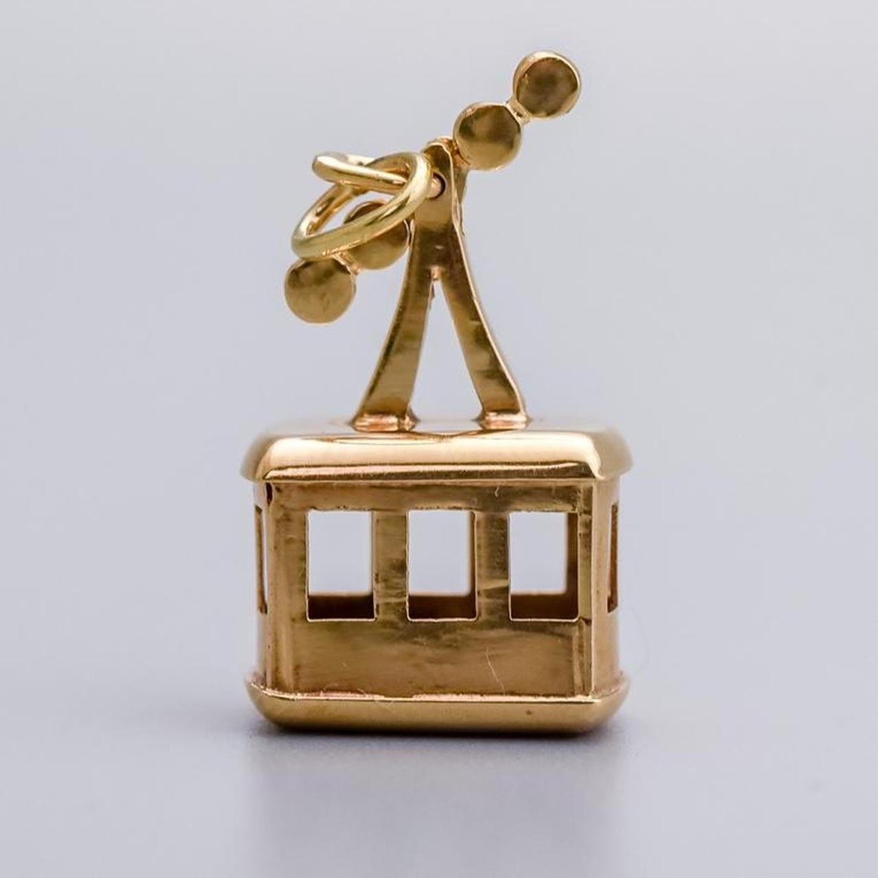 14K Gold Cable Car Pendant