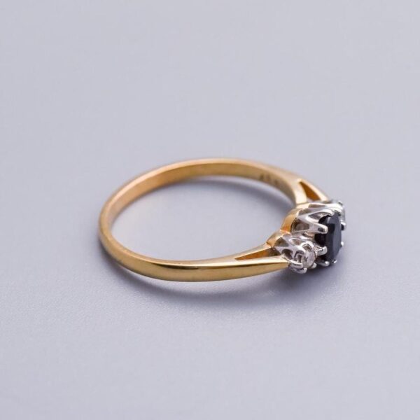 9K Gold Sapphire and Diamond Ring