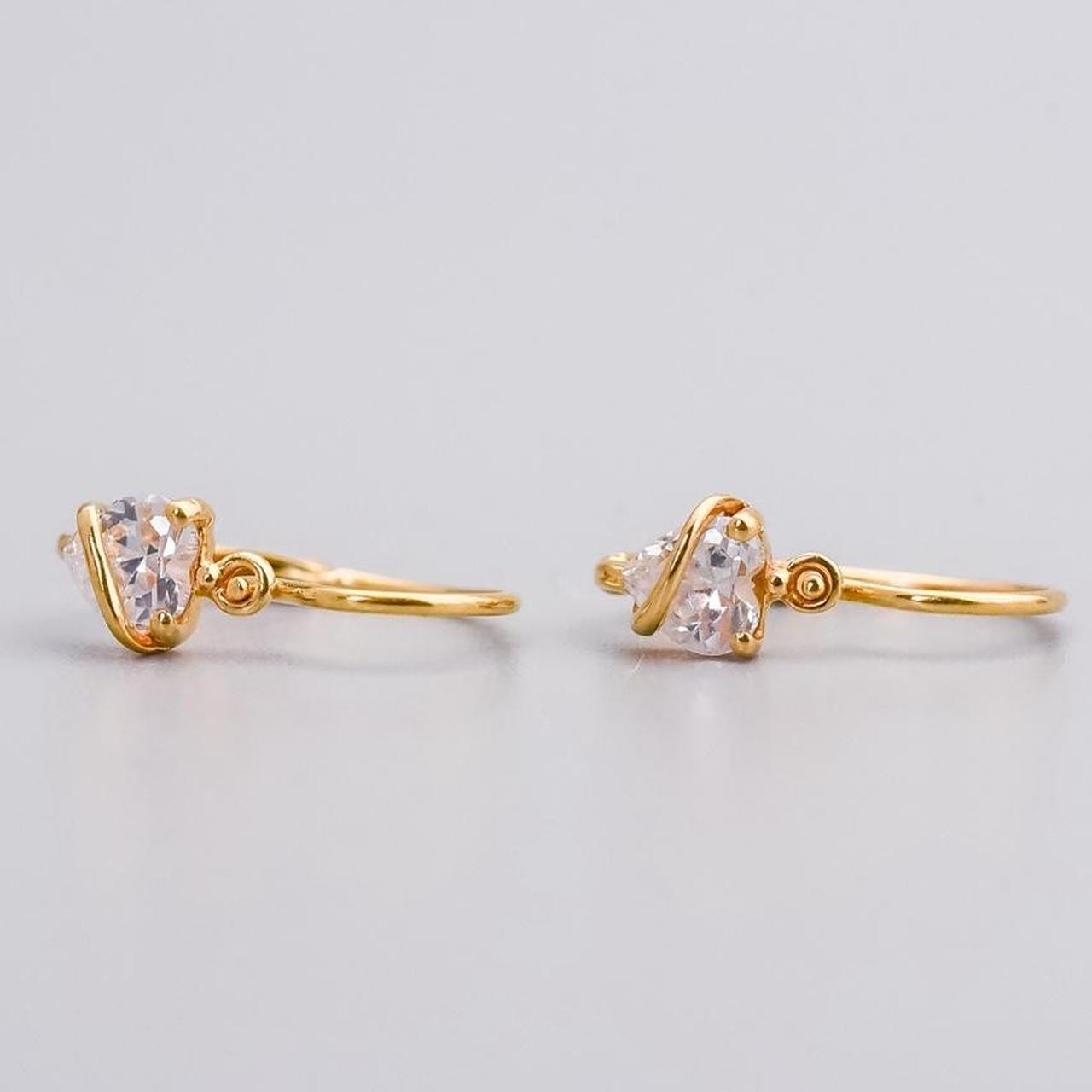 18K Gold CZ Heart Earrings