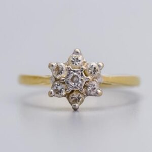 Solid 18K Gold Diamond Daisy Cluster Ring