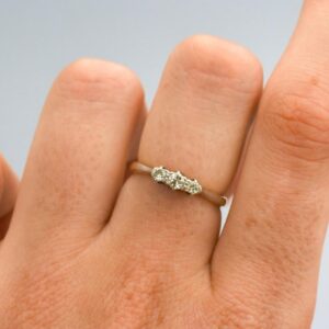18K Gold Antique Diamond Trilogy Ring