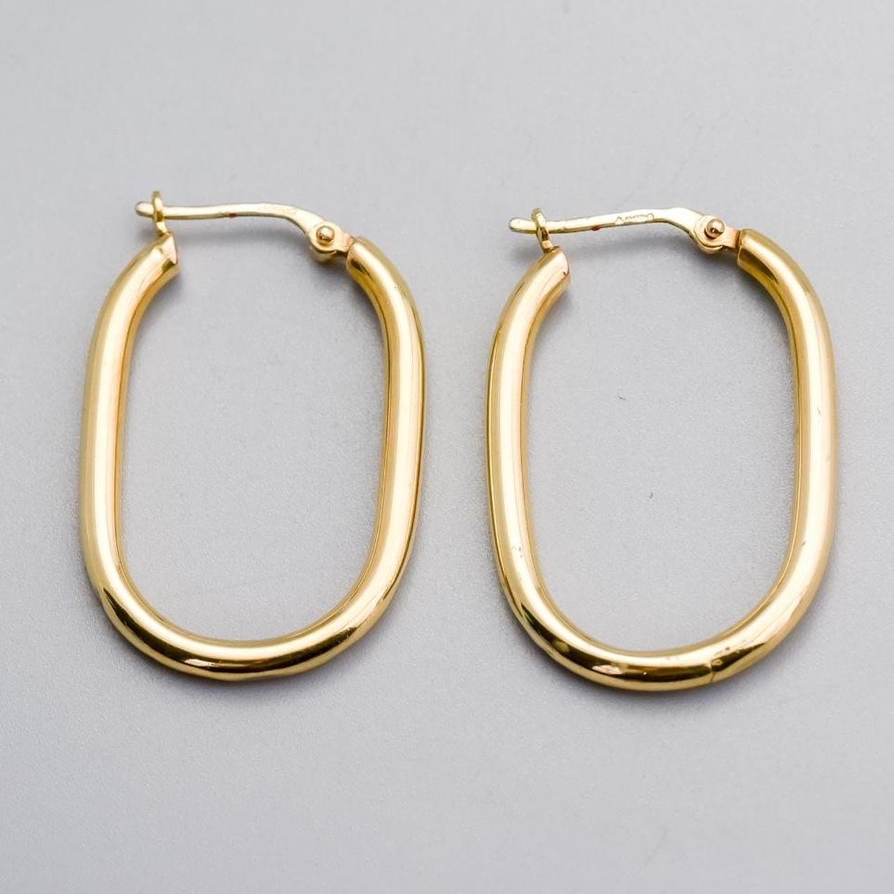 9K Gold Oval Hoop Earrings