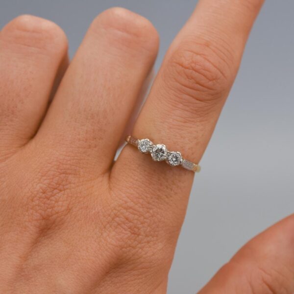 18K Gold Diamond Trilogy Ring