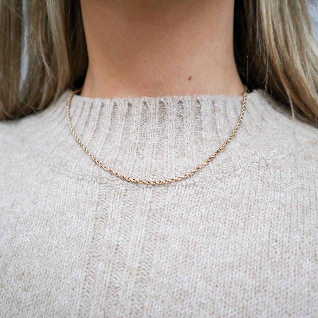9K Gold Rope Chain Necklace