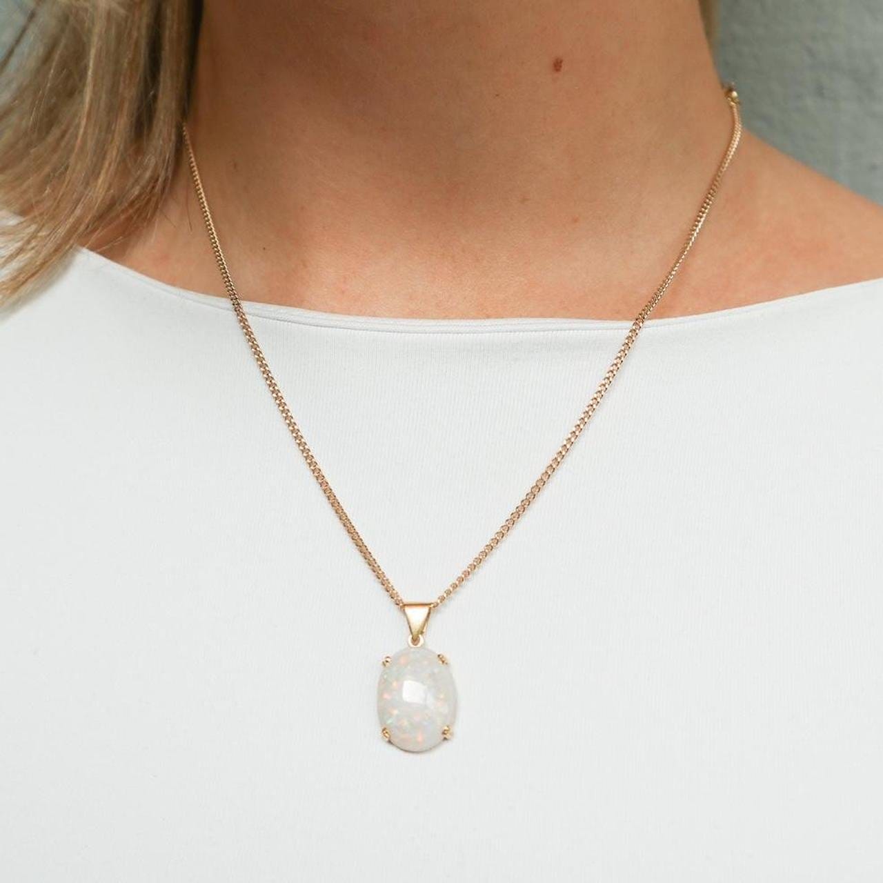 9K & 18K Gold White Opal Pendant Necklace
