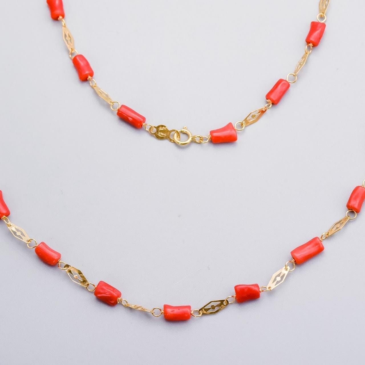 18K Gold Coral Beaded Necklace