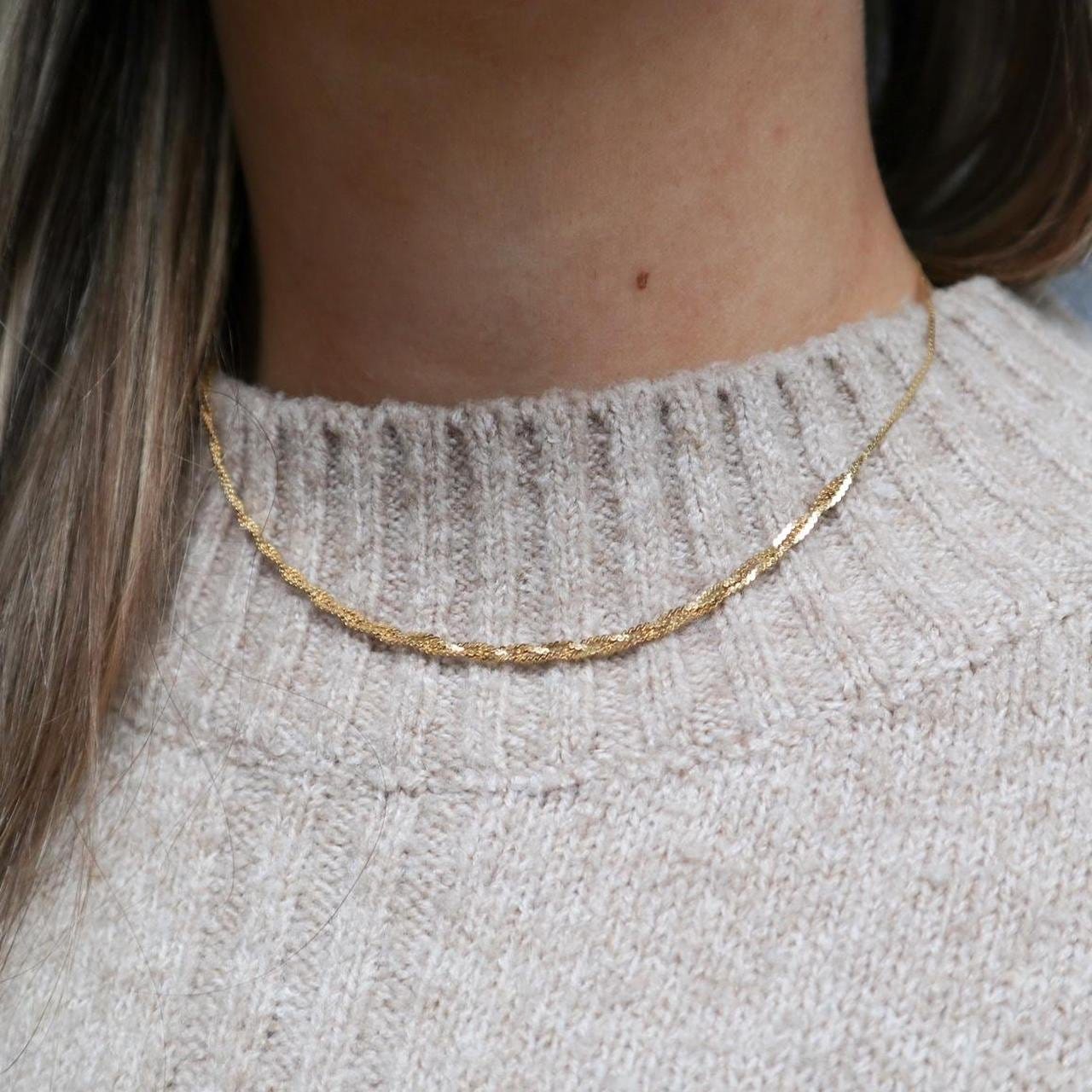 9K Gold Braided Serpentine Chain Necklace