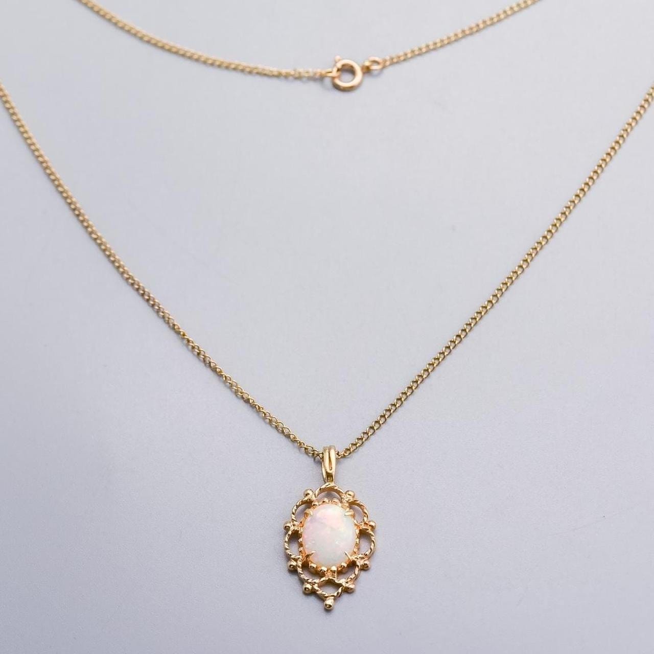 9K Gold Opal Pendant Necklace