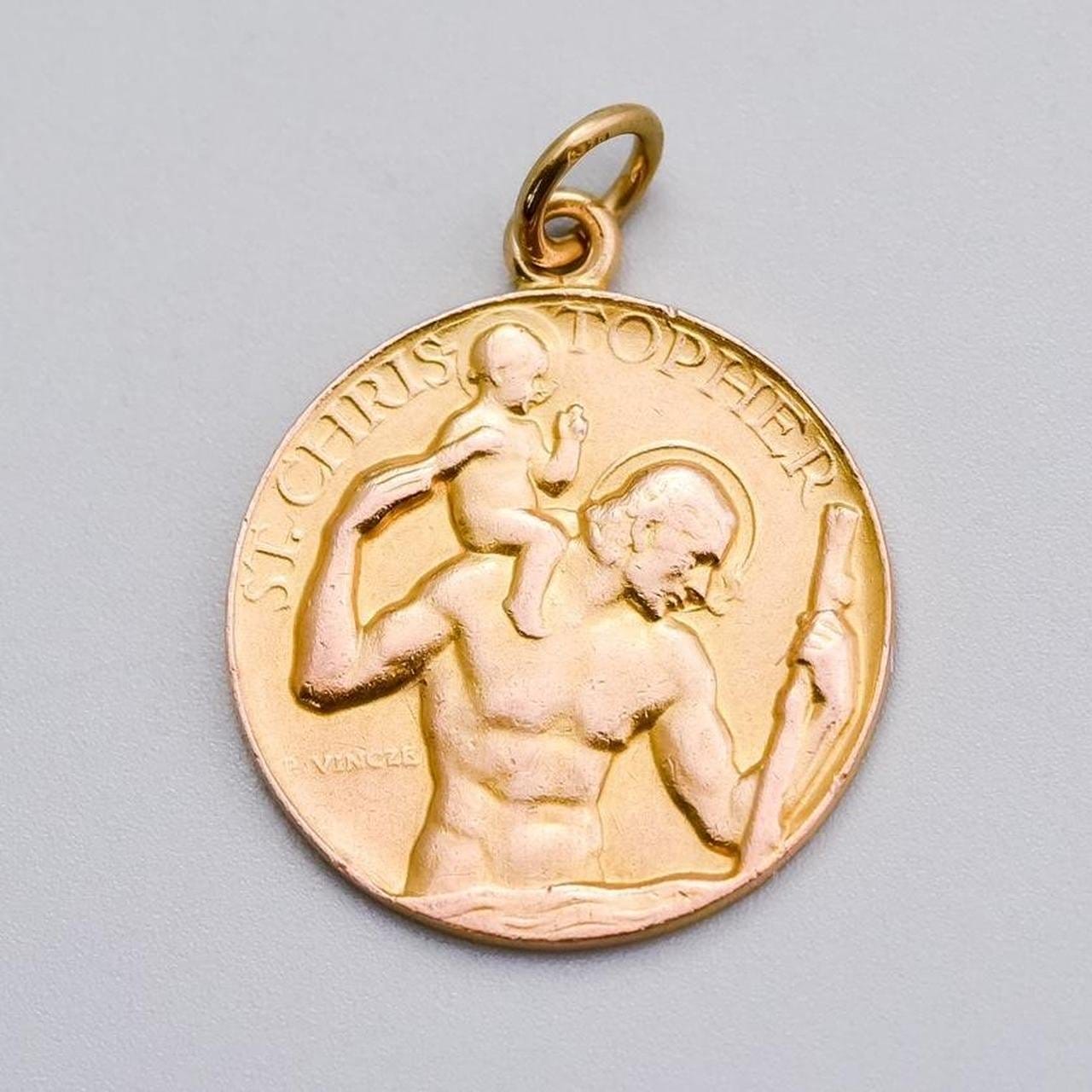 9K Gold St. Christopher Pendant