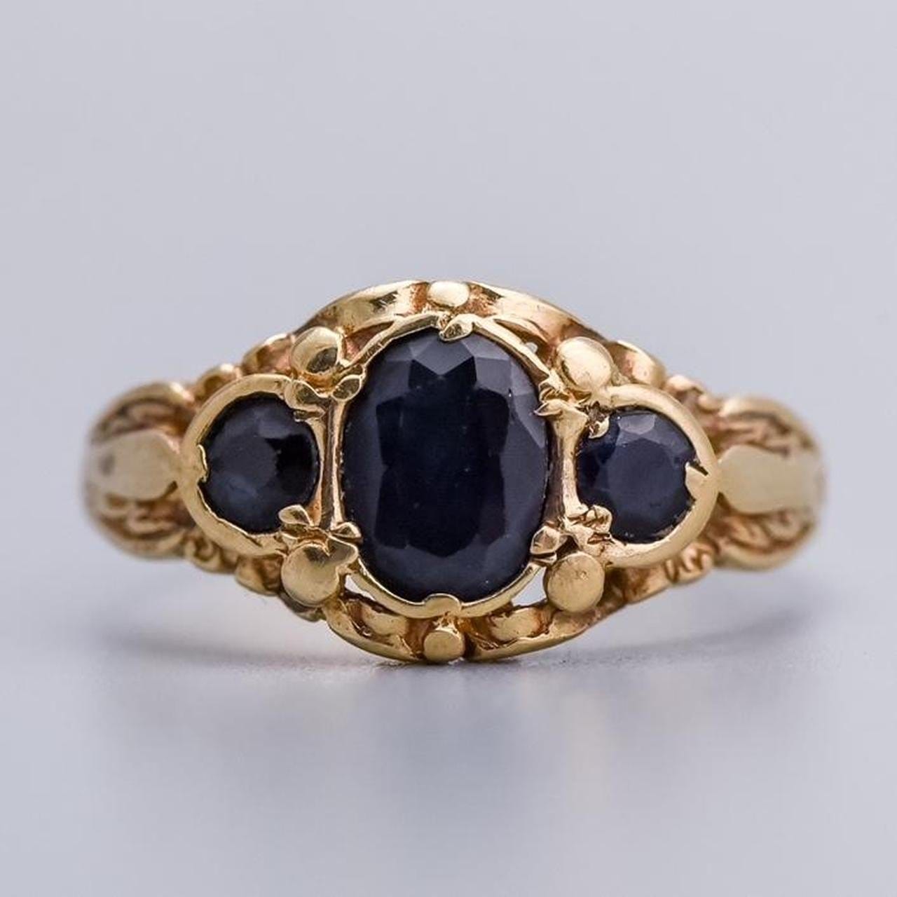 9K Gold Sapphire Trilogy Ring