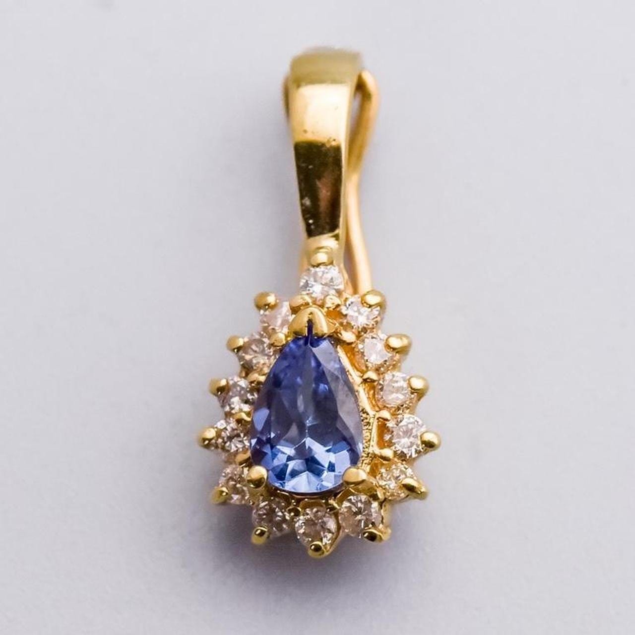 14K Gold Tanzanite & Diamond Cluster Pendant