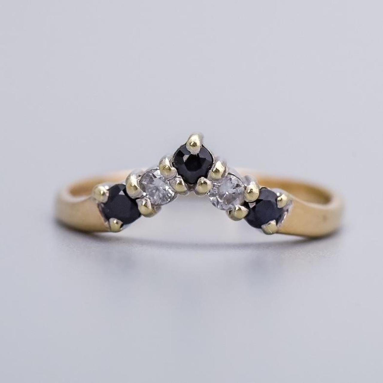 9K Gold Sapphire and Diamond Wishbone