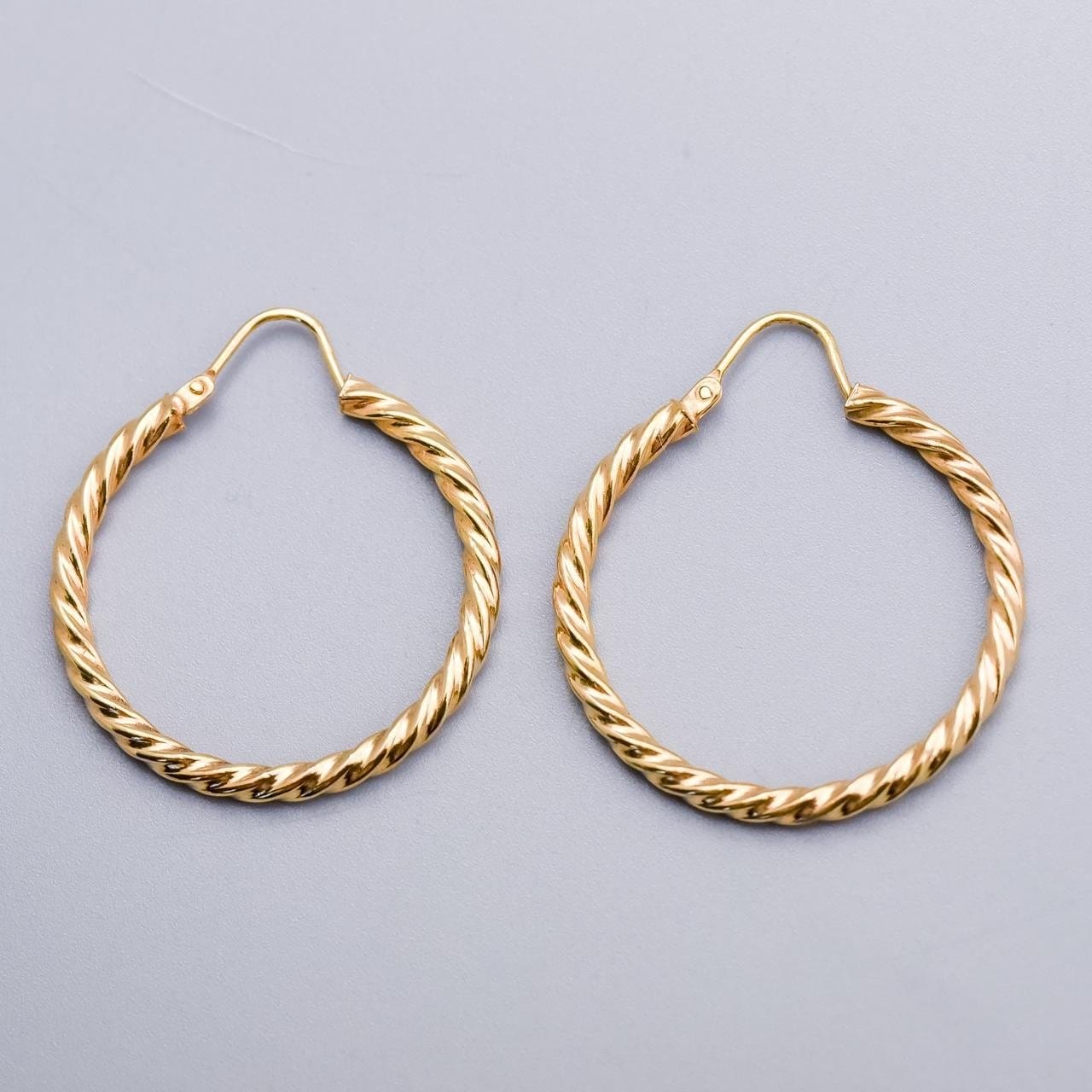9K Gold Twisted Hoop Earrings