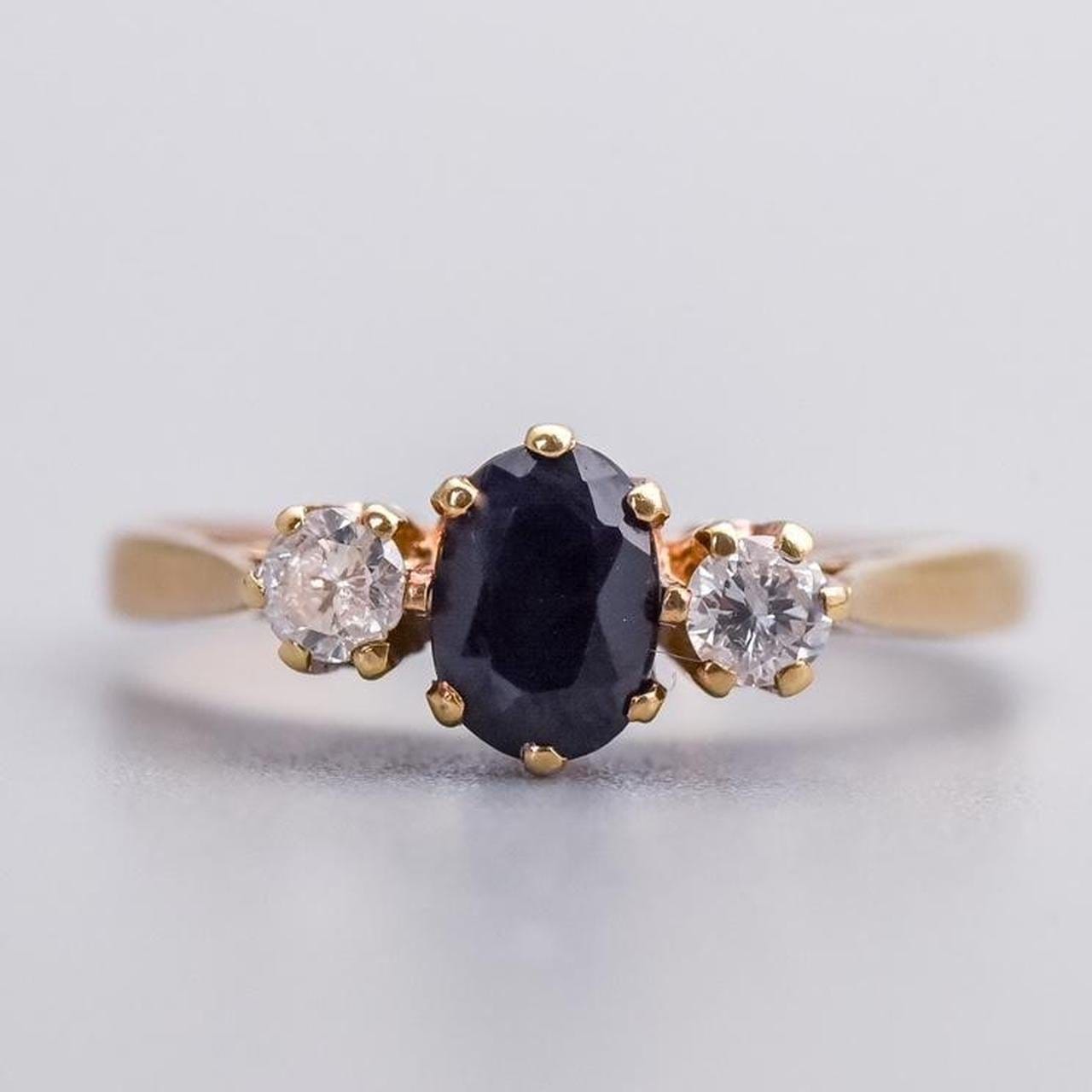 9K Gold Sapphire & Diamond Ring