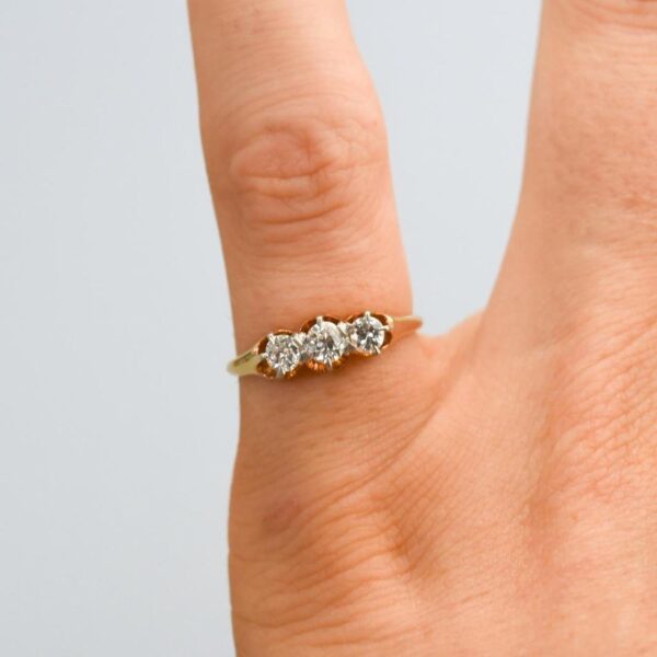 18K Gold Antique Diamond Trilogy Ring