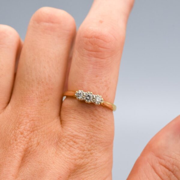 18K Gold Diamond Trilogy Ring