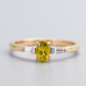 10K Gold Sphene & White Zircon Ring