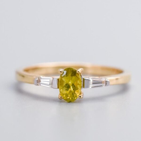 10K Gold Sphene & White Zircon Ring