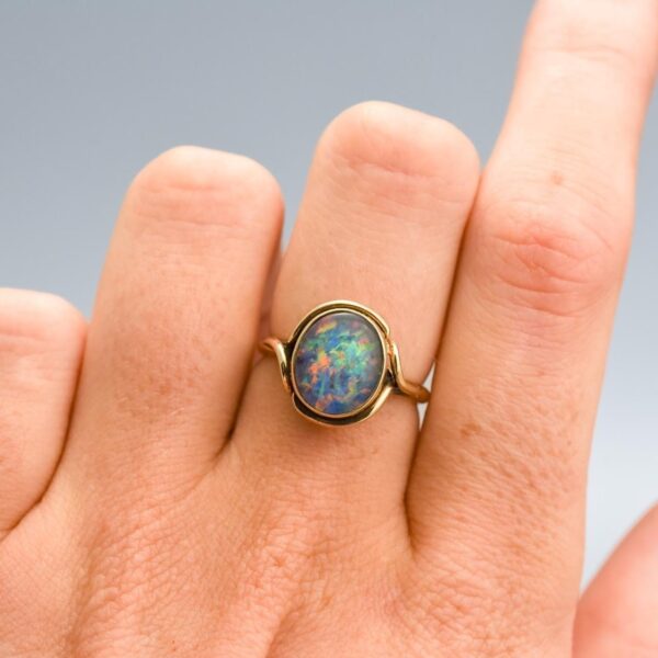 9K Gold Opal Triplet Ring