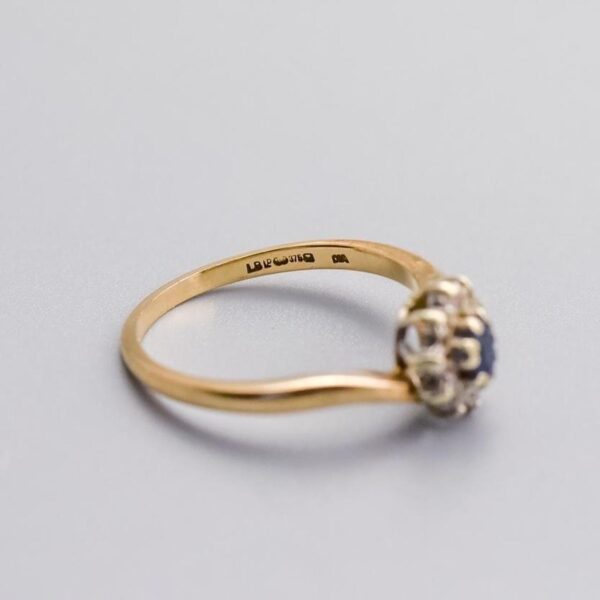 9K Gold Sapphire and Diamond Ring