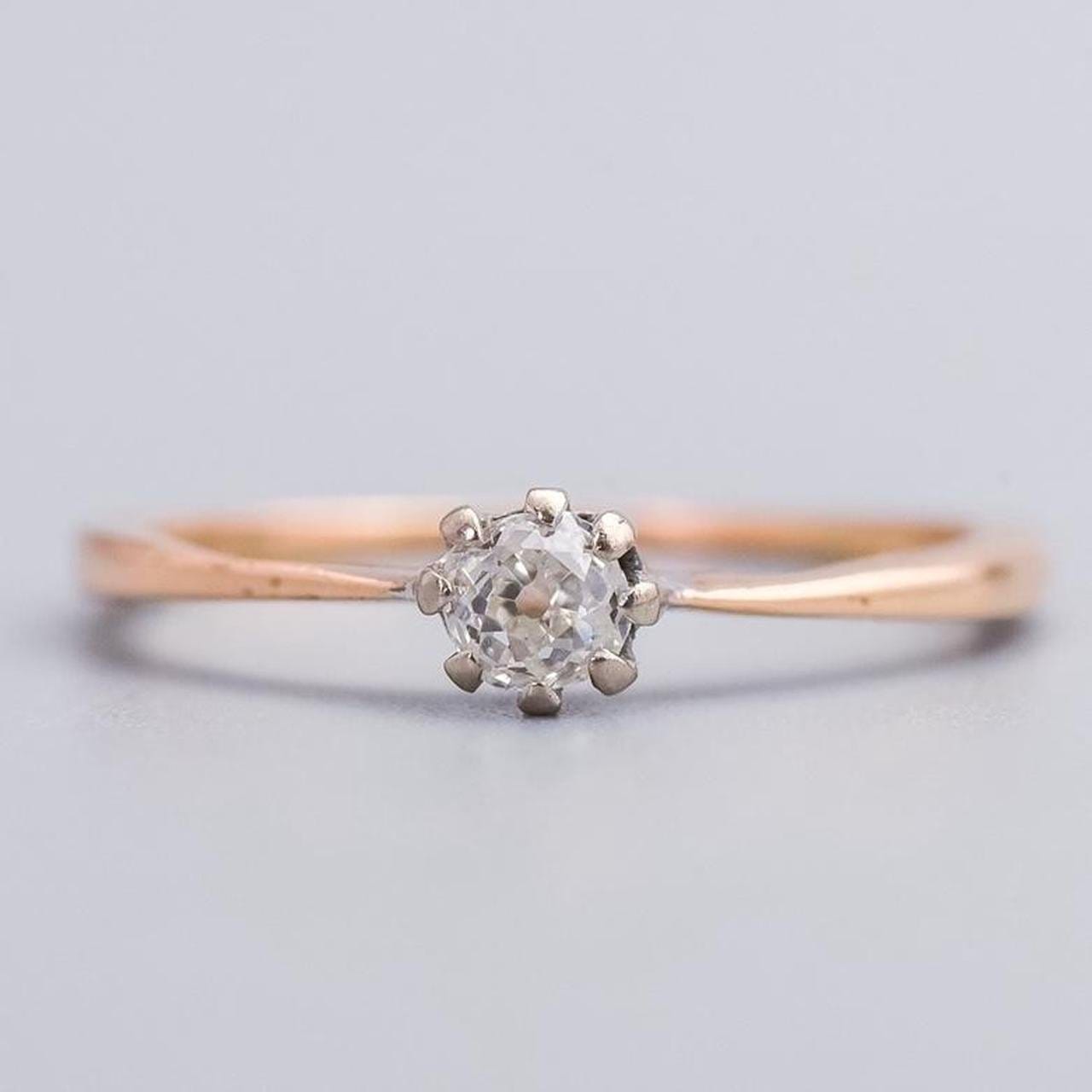 14K Rose Gold Antique Solitaire Diamond Ring