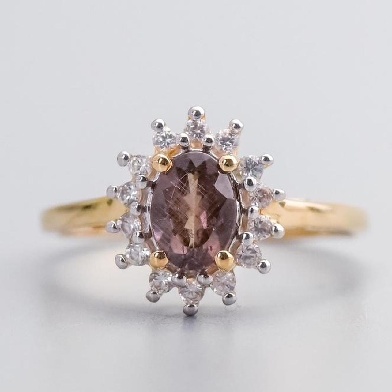 10K Gold Tourmaline & White Zircon Ring