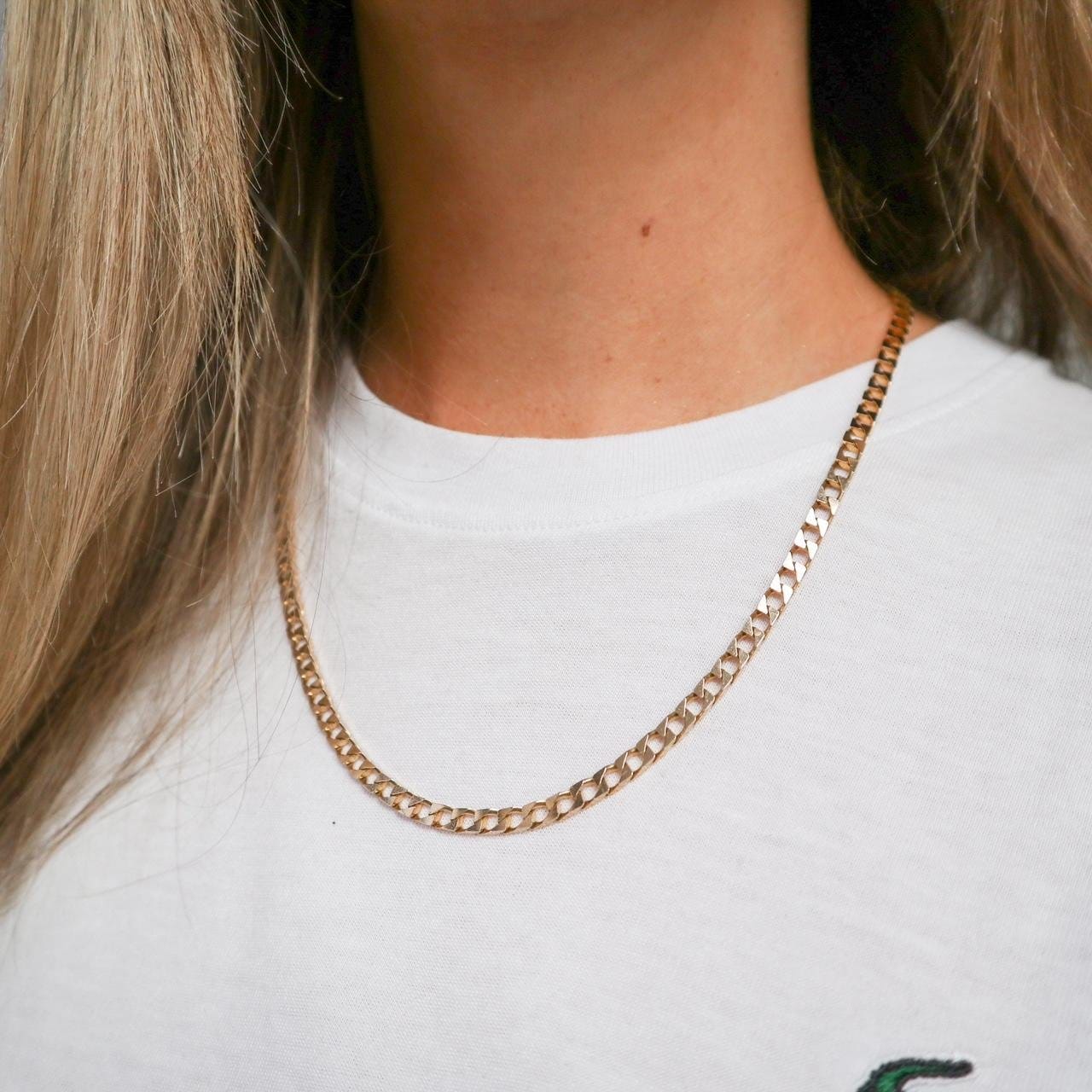 9K Gold Square Curb Chain Necklace
