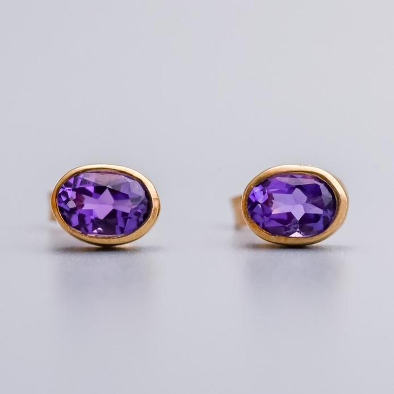 9K Gold Amethyst Earrings