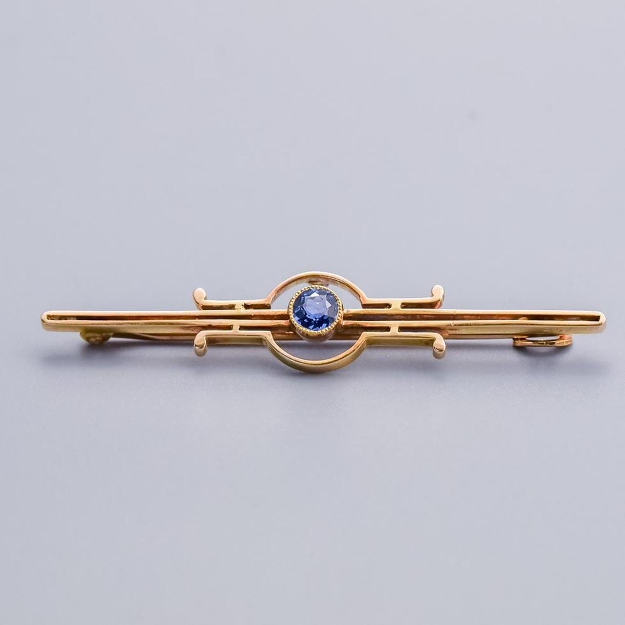 15K Gold Art Deco Sapphire Brooch