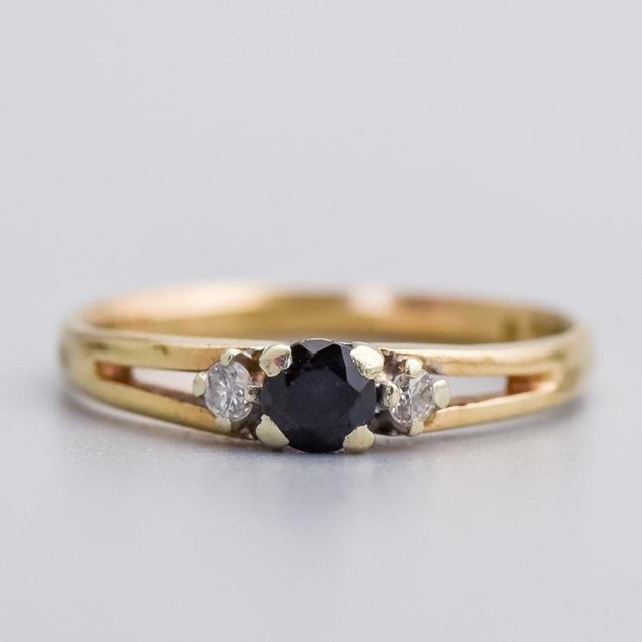 9K Gold Sapphire & Diamond Ring