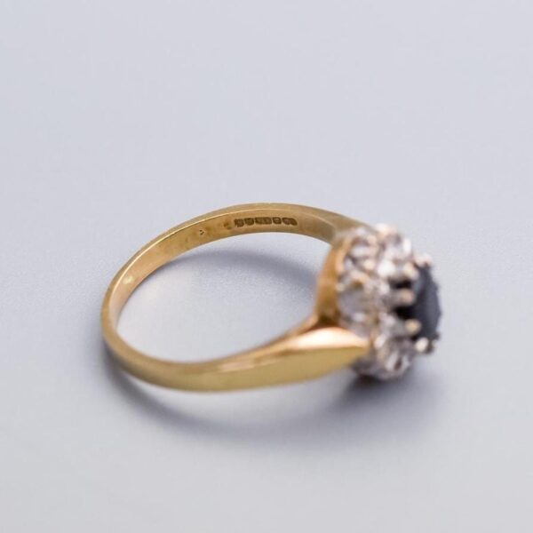 9K Gold Sapphire and Diamond Ring