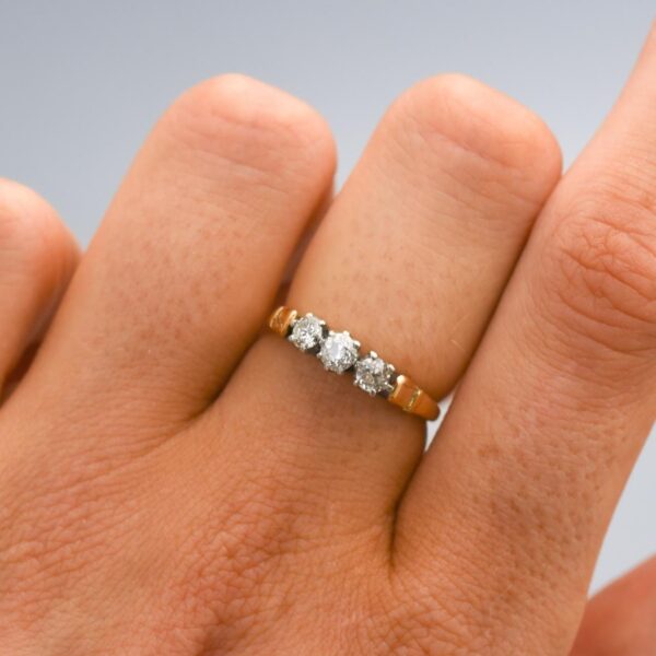 18K Gold Diamond Trilogy Ring